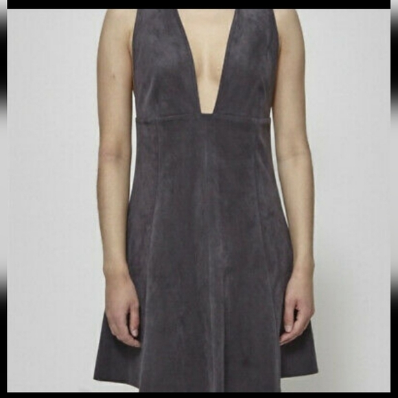 Wilfred Dresses & Skirts - Wilfred Montbrun Charcoal Vegan Suede Mini Dress Skater Style Size 10